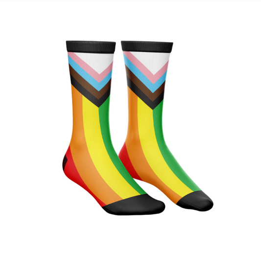 Pride Heroes - Pride Progress Flag Crew Socks